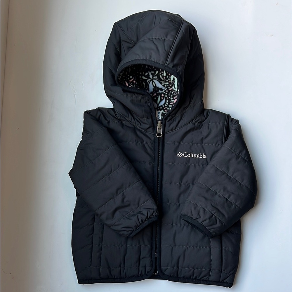 Columbia Kids Black Hooded Insulated Jacket